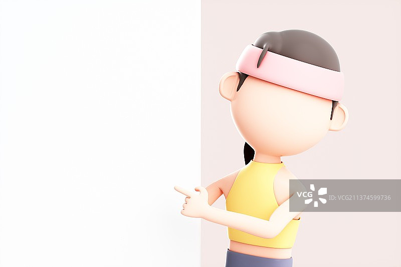 3D渲染的可爱卡通女孩图片素材