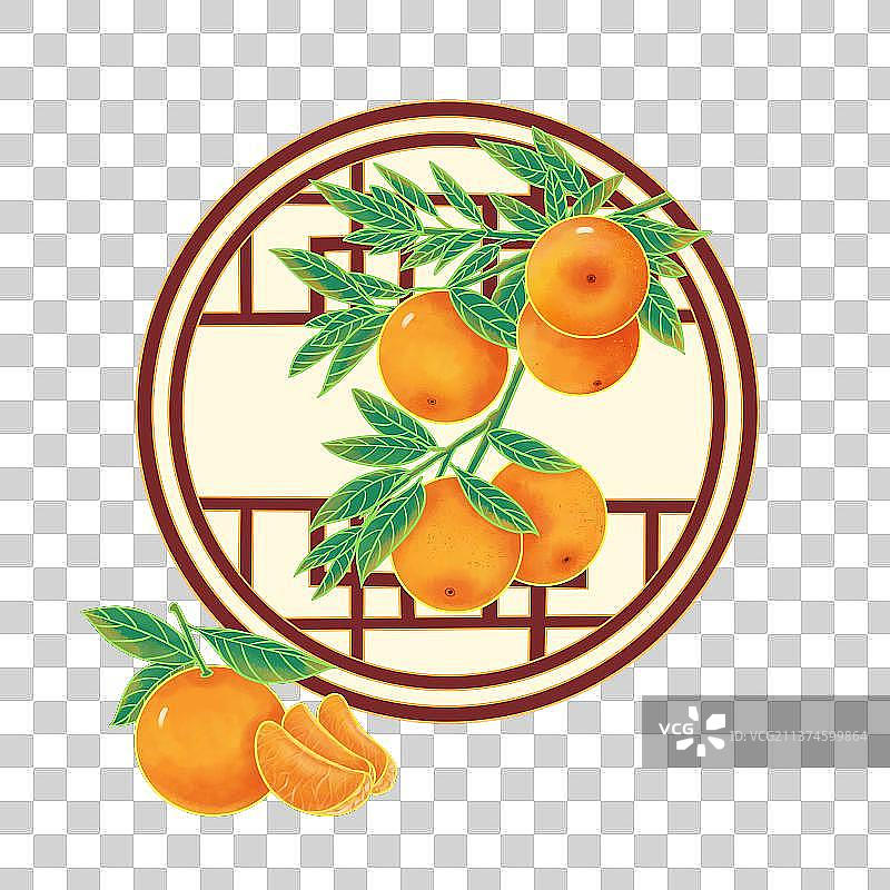 美味的橘子特写和古典圆窗图片素材