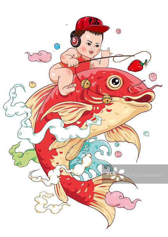 插画餐饮小厨神中国风喜庆图片素材
