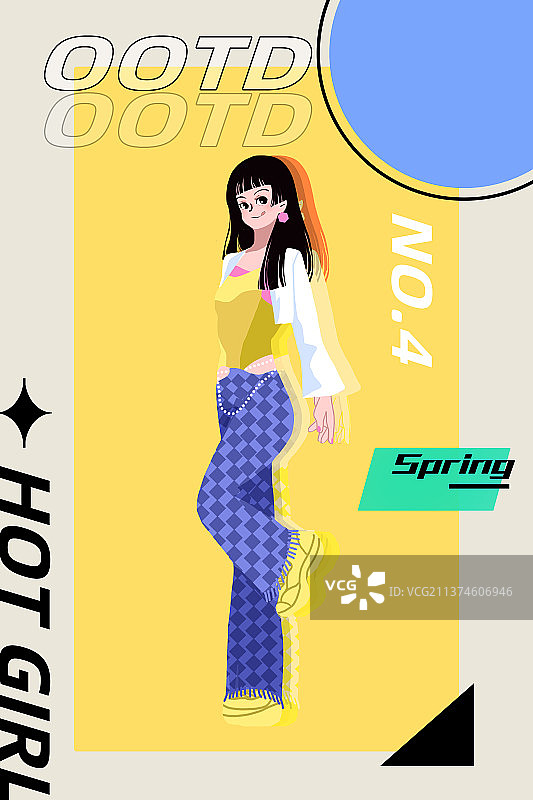 千禧年辣妹模特姿势ootd穿搭海报图片素材