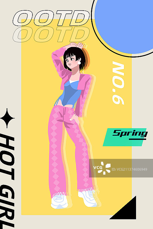 千禧年辣妹模特姿势ootd穿搭海报图片素材