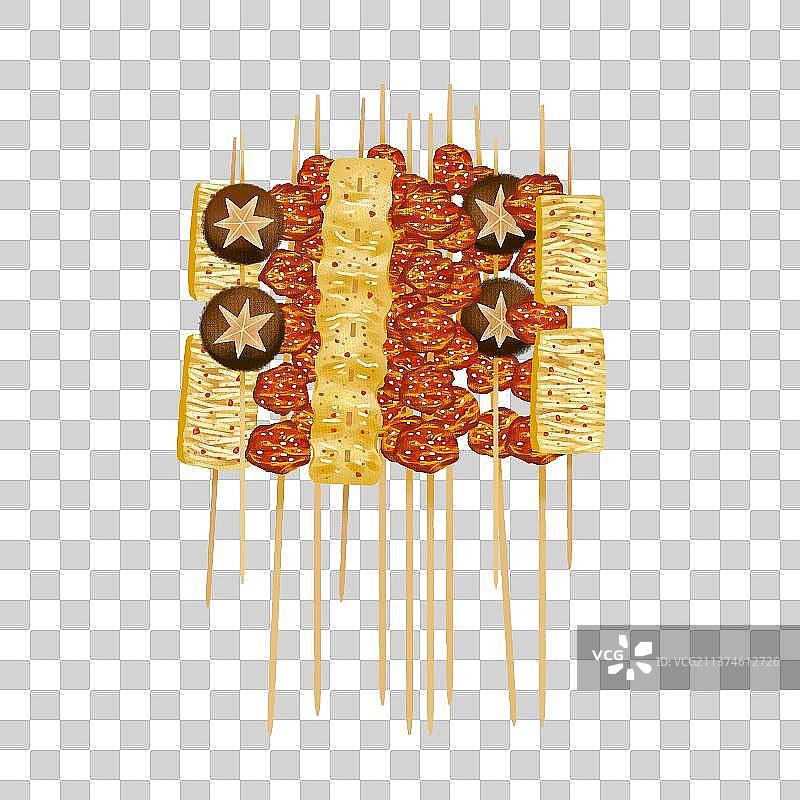 烧烤烤肉串羊肉串插画图片素材