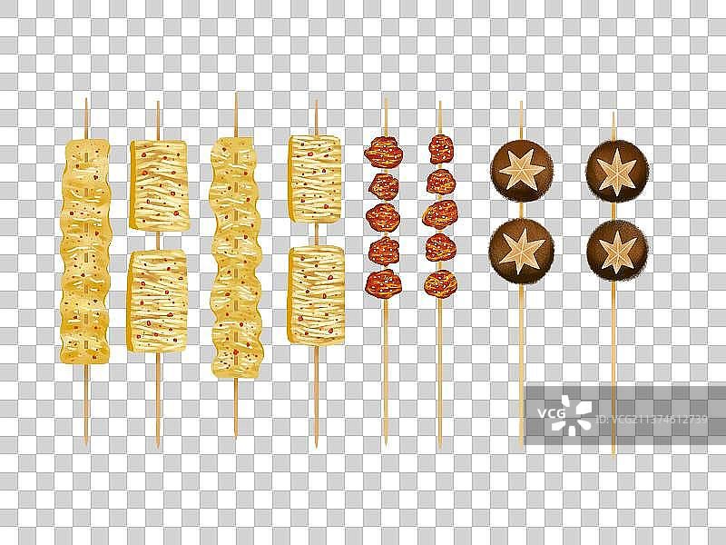 烧烤烤肉串羊肉串插画图片素材