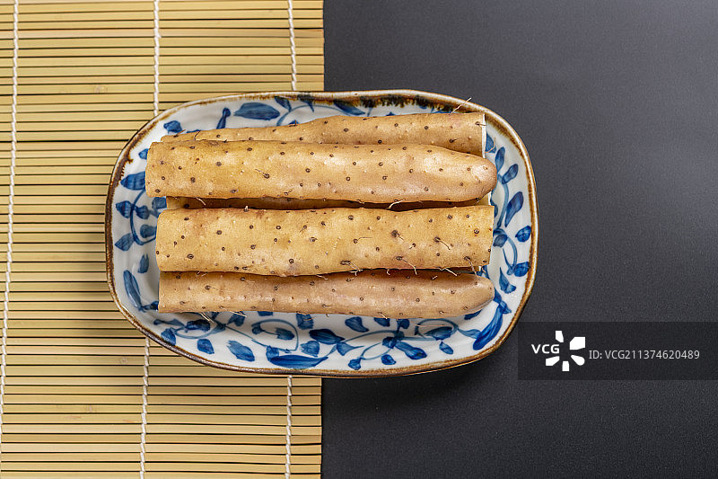 保健食疗蔬菜一盘山药特写图片素材
