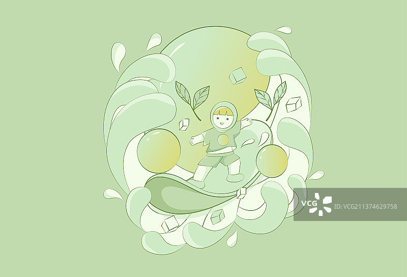 果汁水果茶包装插画-葡萄乌龙图片素材