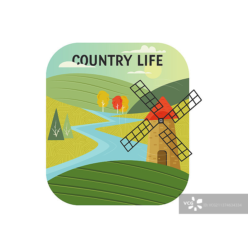 乡村磨坊banner设计图片素材