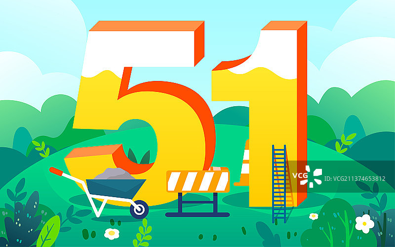 五一劳动节快乐建筑工人插画致敬劳动者海报图片素材