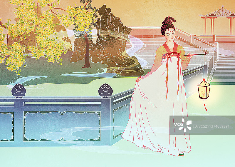 中国国潮国风新中式古代汉服少女图片素材