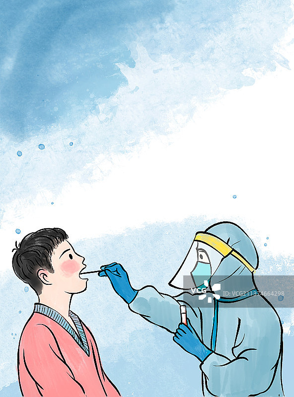 逆行者，守护城市的白衣天使检测核酸图片素材