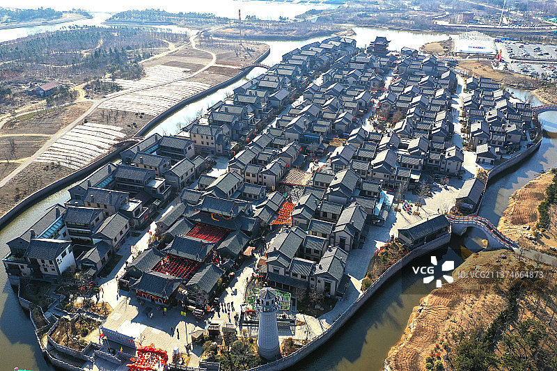 俯瞰东夷小镇+山东省日照市东港区东夷小镇图片素材