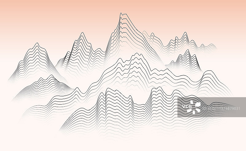 线稿山形轮廓插画图片素材