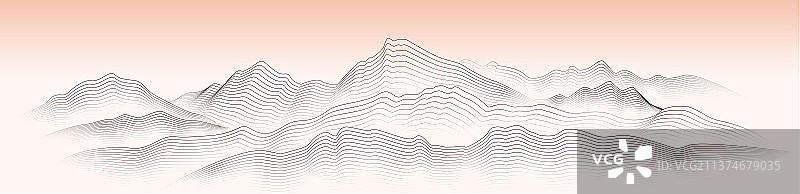 线稿山形轮廓插画图片素材