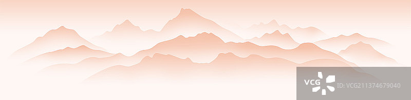 鹿山形水墨画渐变插画图片素材