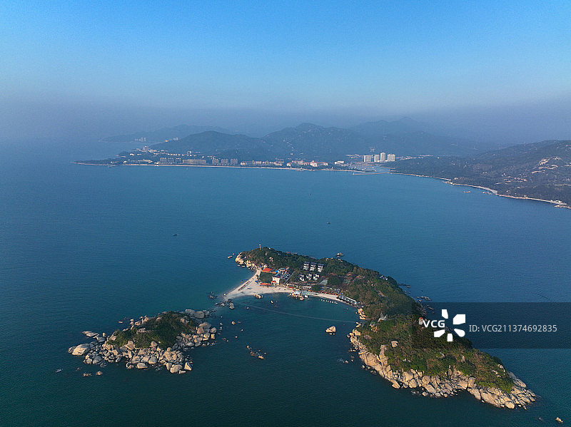 广东省惠州市惠东县巽寮湾滨海旅游度假区三角洲岛航拍图片素材