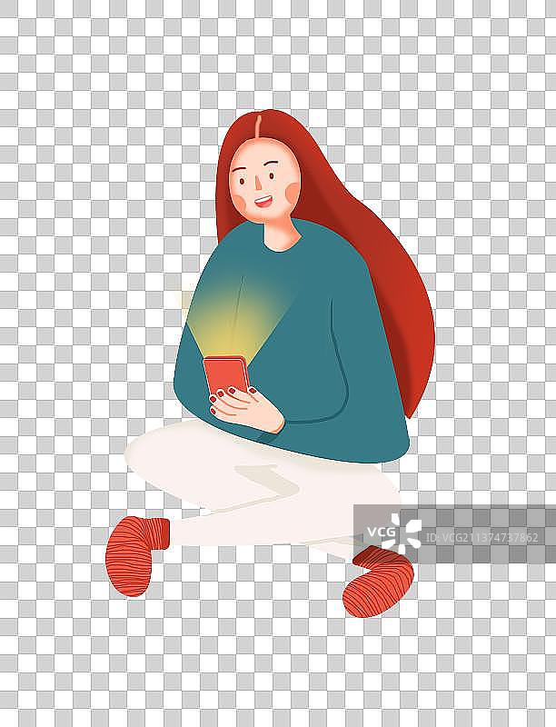 坐着玩手机的女孩图片素材