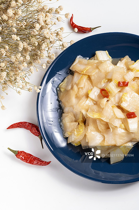 一盘醋溜白菜特写图片素材