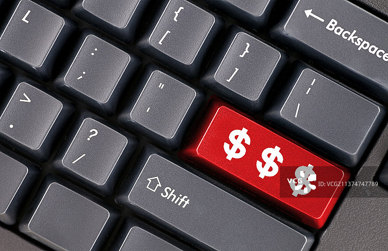 键盘确定键上的美元符号图片素材