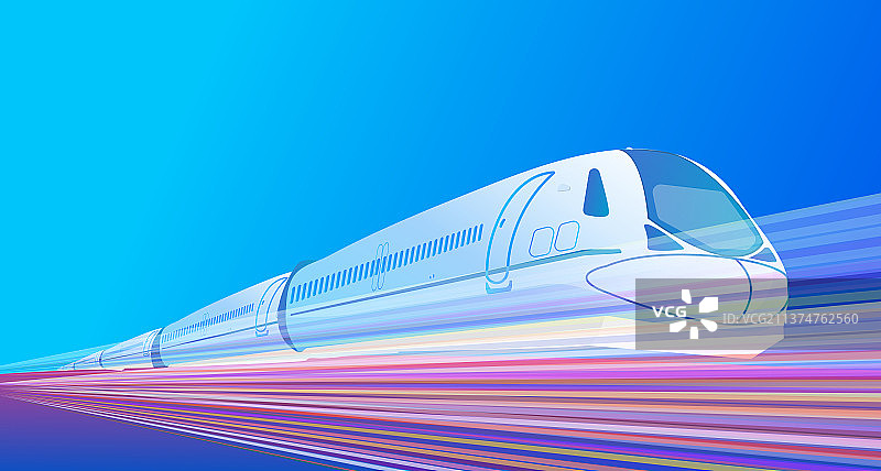 绿色出行交通工具高铁插画图片素材