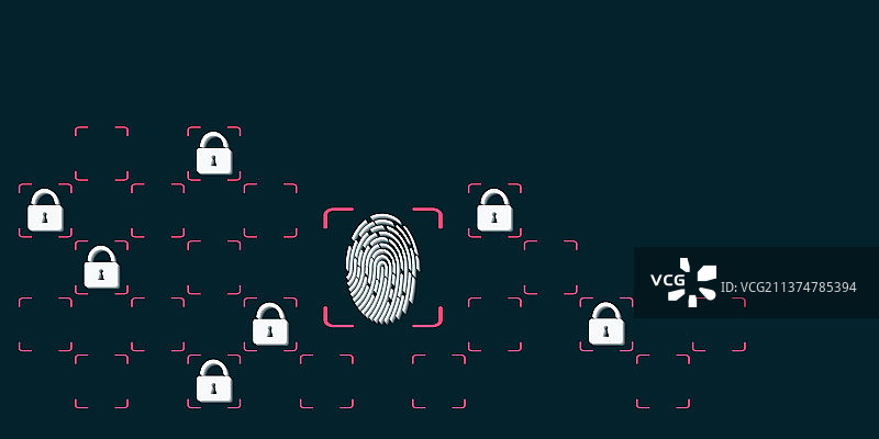 指纹解锁技术为基础的互联网安全技术概念图图片素材