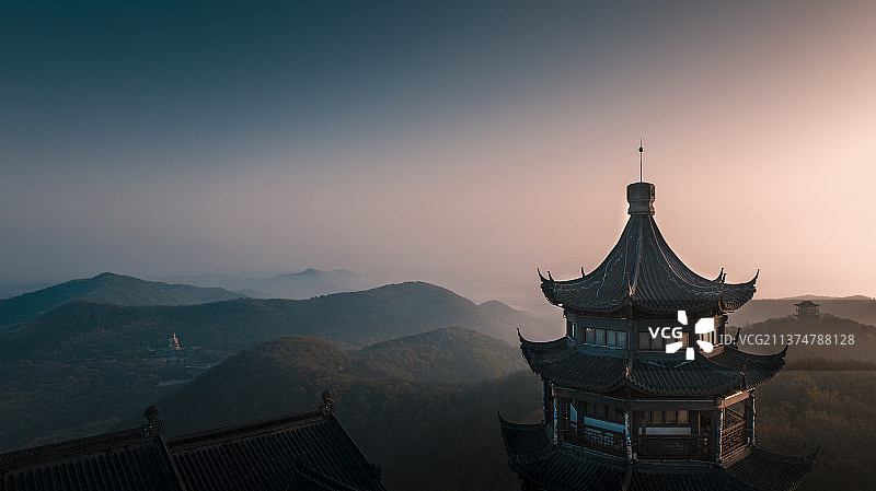 镇江茅山风景区 亭台楼阁图片素材