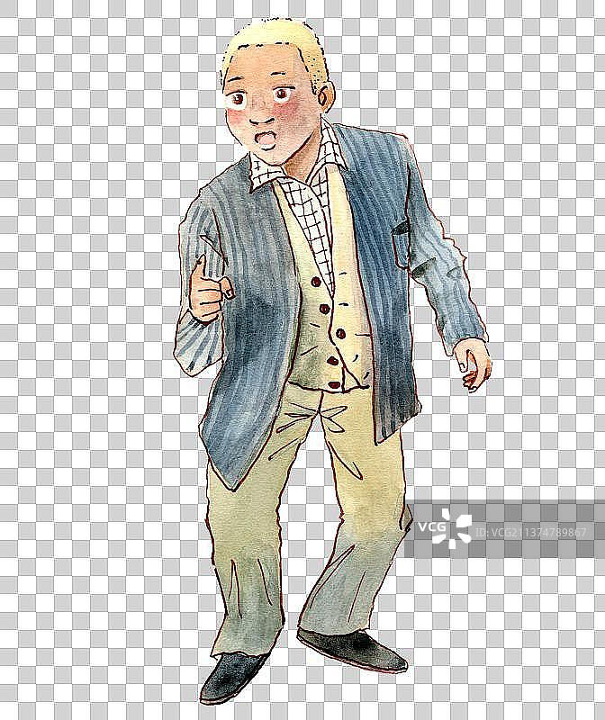 男性人物元素西装黑人半蹲图片素材