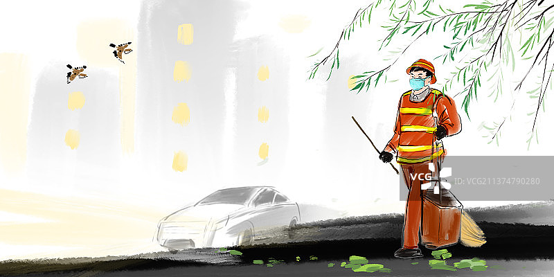 春天樱花盛开防疫工作者在核酸检测图片素材