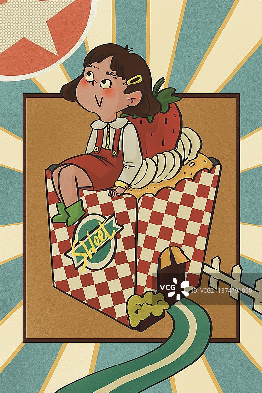 草莓杯子蛋糕女孩图片素材