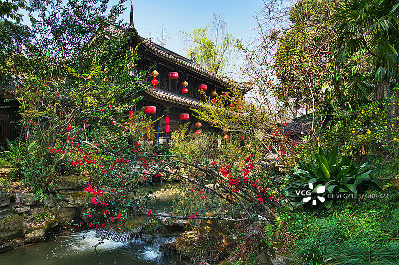 四川成都武侯祠锦里园林古建筑风光图片素材