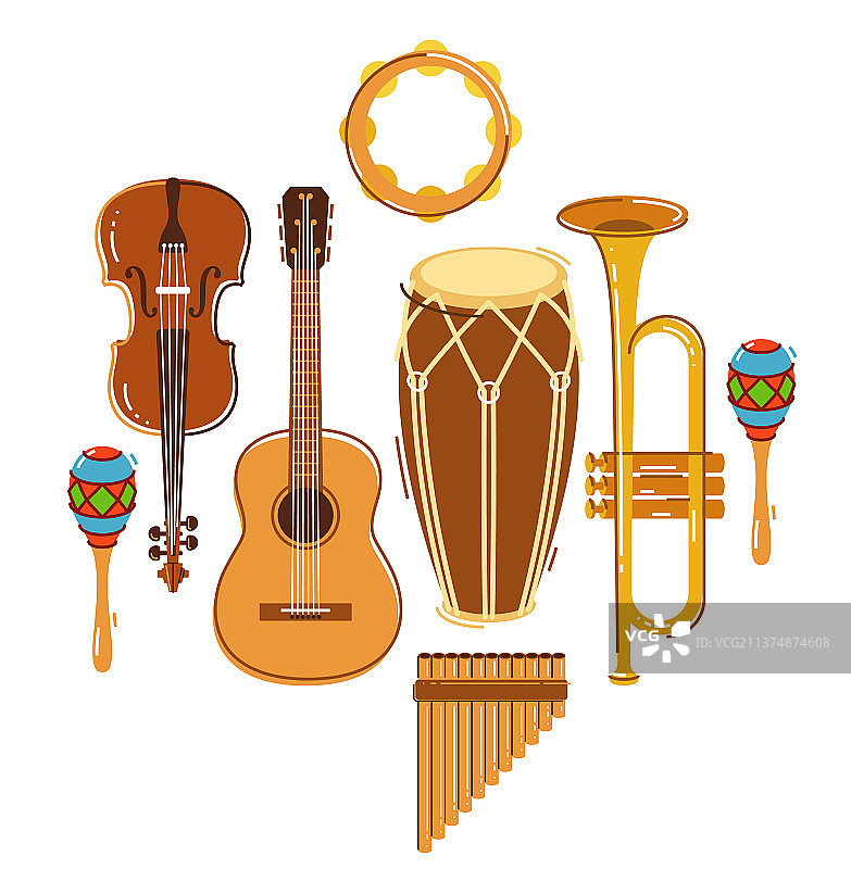 拉丁萨尔萨音乐乐队（扁平风格）图片素材