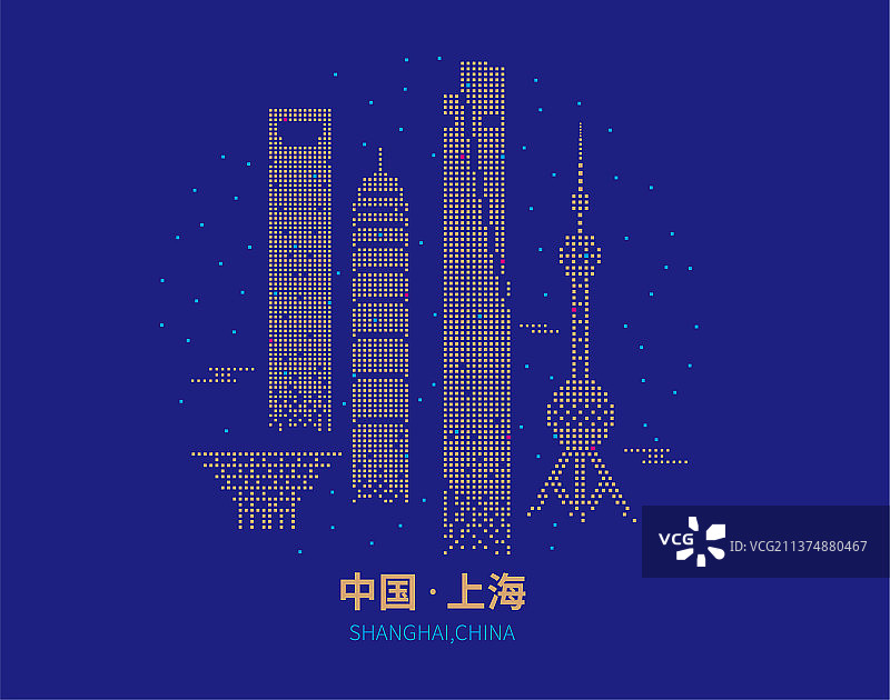上海浦东陆家嘴城市天际线建筑矢量插画图片素材