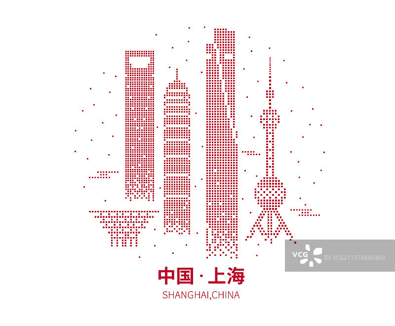 上海浦东陆家嘴城市天际线建筑矢量插画图片素材