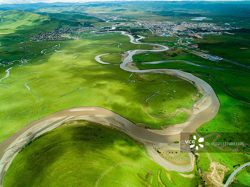 甘南诺尔盖草原黄河第一湾图片素材
