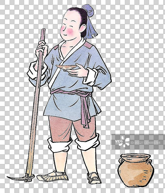 古代诗词锄禾日当午田间休息的农民人物元素图片素材