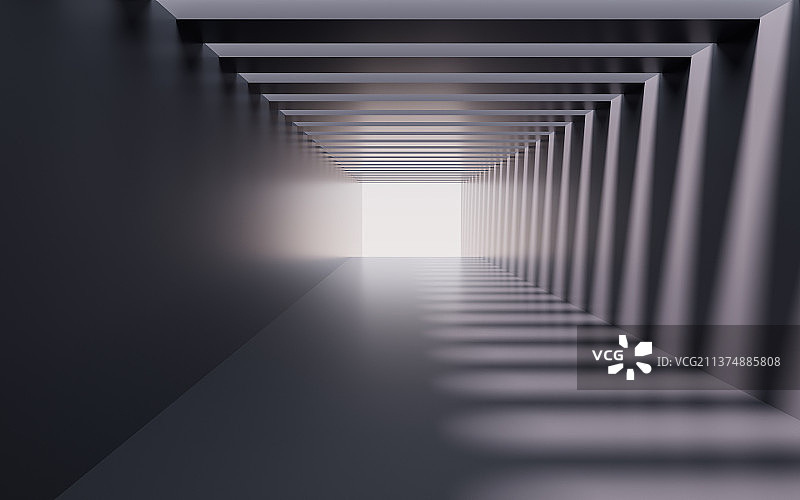 黑色的建筑隧道3D渲染图片素材