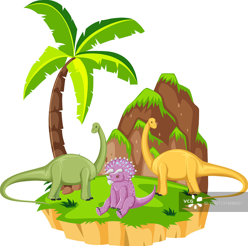 雷龙和三角龙恐龙场景图片素材