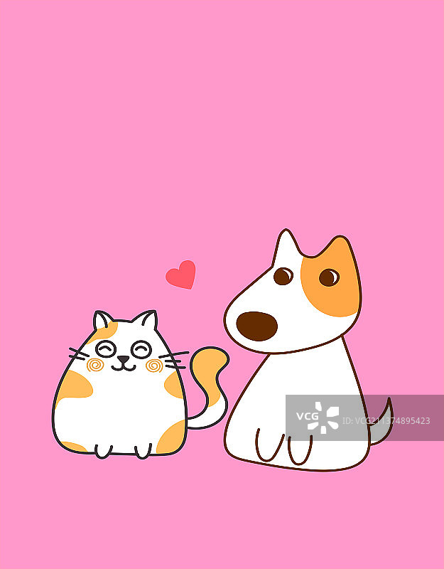 猫和狗，萌宠IP形象设计插画，萌宠包装插画设计猫和狗，萌宠IP形象设计插画，萌宠包装插画设计图片素材