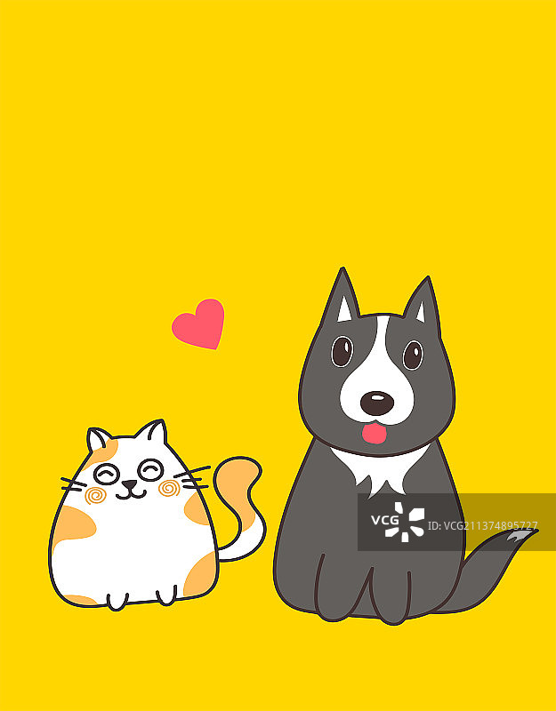 猫和狗，萌宠IP形象设计插画，萌宠包装插画设计图片素材