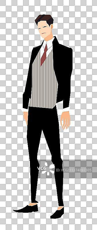 时尚西装男士帅哥男装人物插画元素图片素材