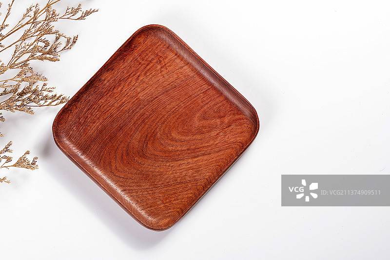 木托盘木勺特写图片素材