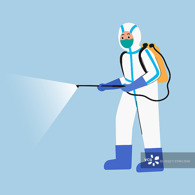 穿防护服消毒的人图片素材