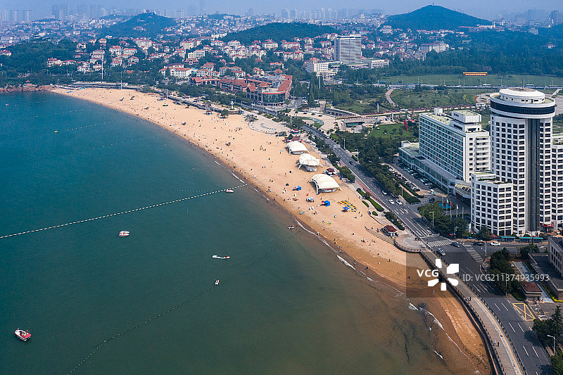 航拍青岛第一海水浴场图片素材