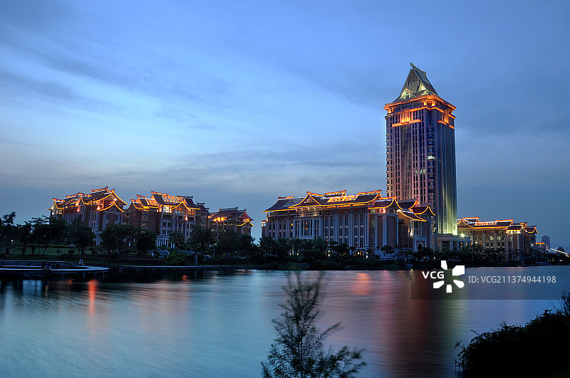 厦门集美大学夜色美图片素材