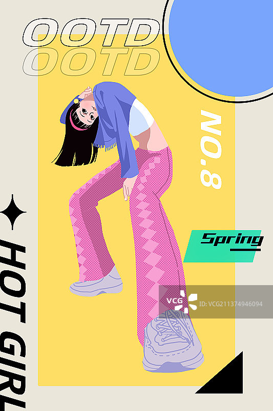 千禧年辣妹模特姿势ootd穿搭海报图片素材