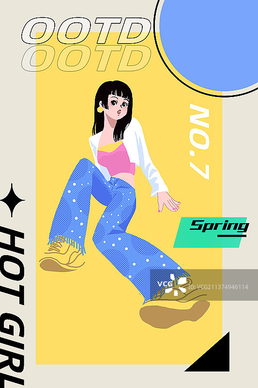 千禧年辣妹模特姿势ootd穿搭海报图片素材