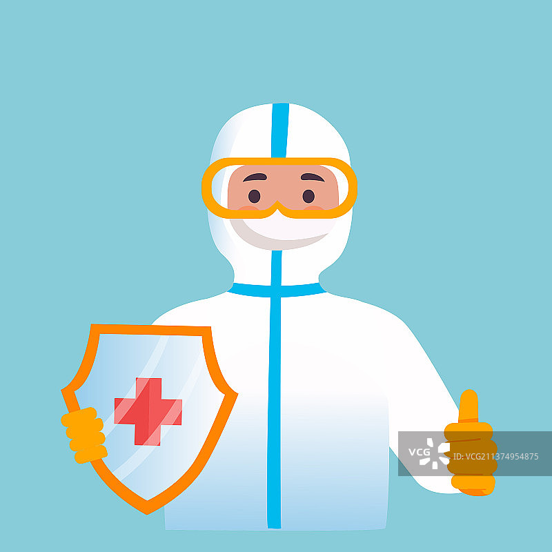 穿防护服抗疫矢量插画图片素材
