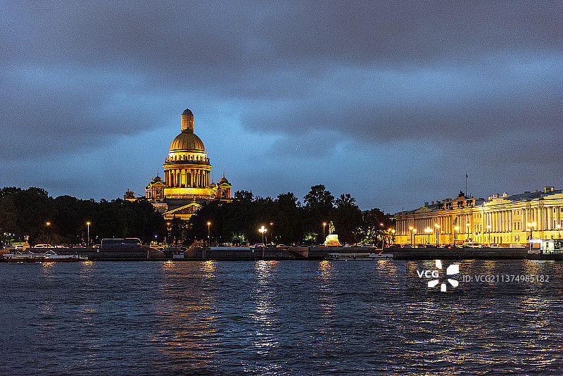 伊沙基辅斯基大教堂夜景   俄罗斯圣彼得堡图片素材