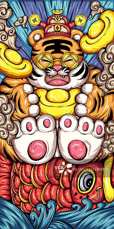 虎年国潮插画图片素材