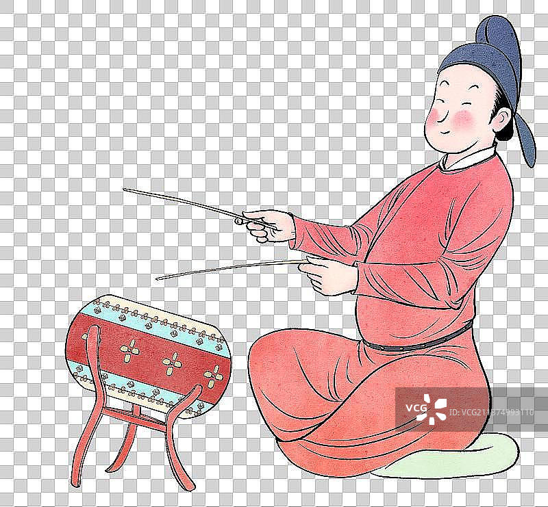唐朝鼓乐传统音乐演奏人物元素图片素材