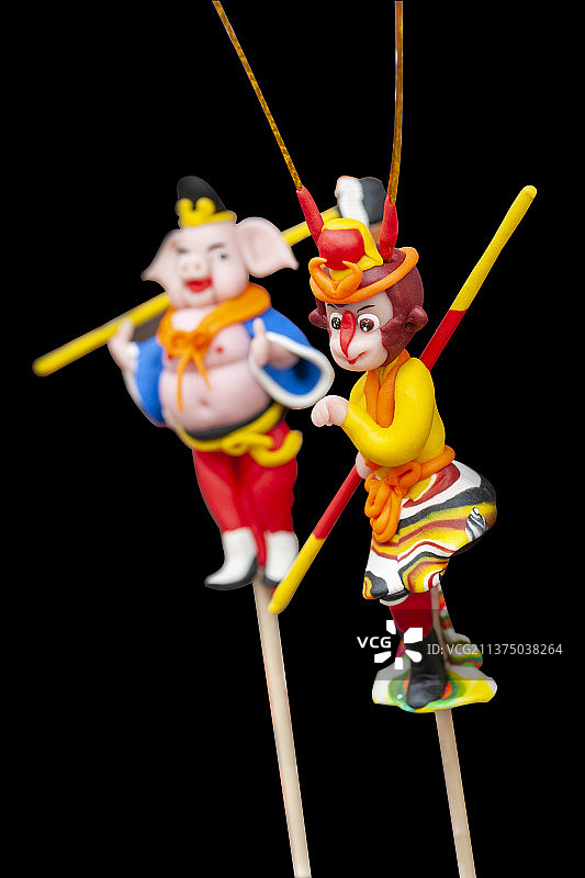 孙悟空猪八戒面人捏面人特写图片素材