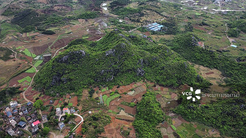 石磳村航拍视角图片素材